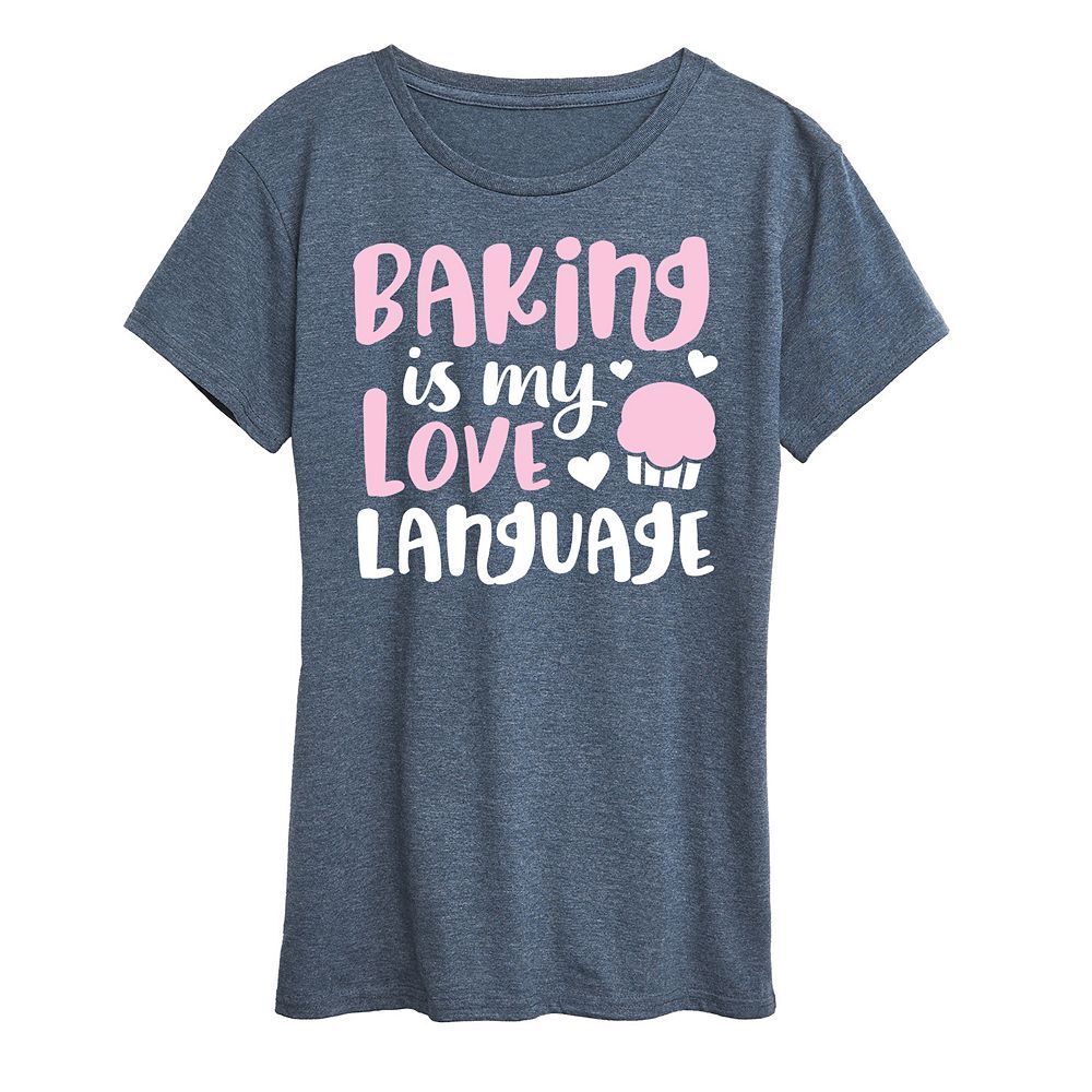 

Женская футболка с рисунком Baking Is My Love Language Licensed Character, цвет Heather Blue