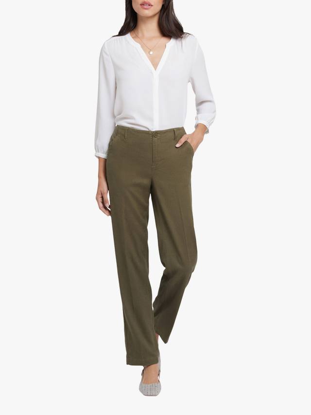 

Прямые льняные брюки marilyn из смесового полотна NYDJ, цвет Bay Leaf