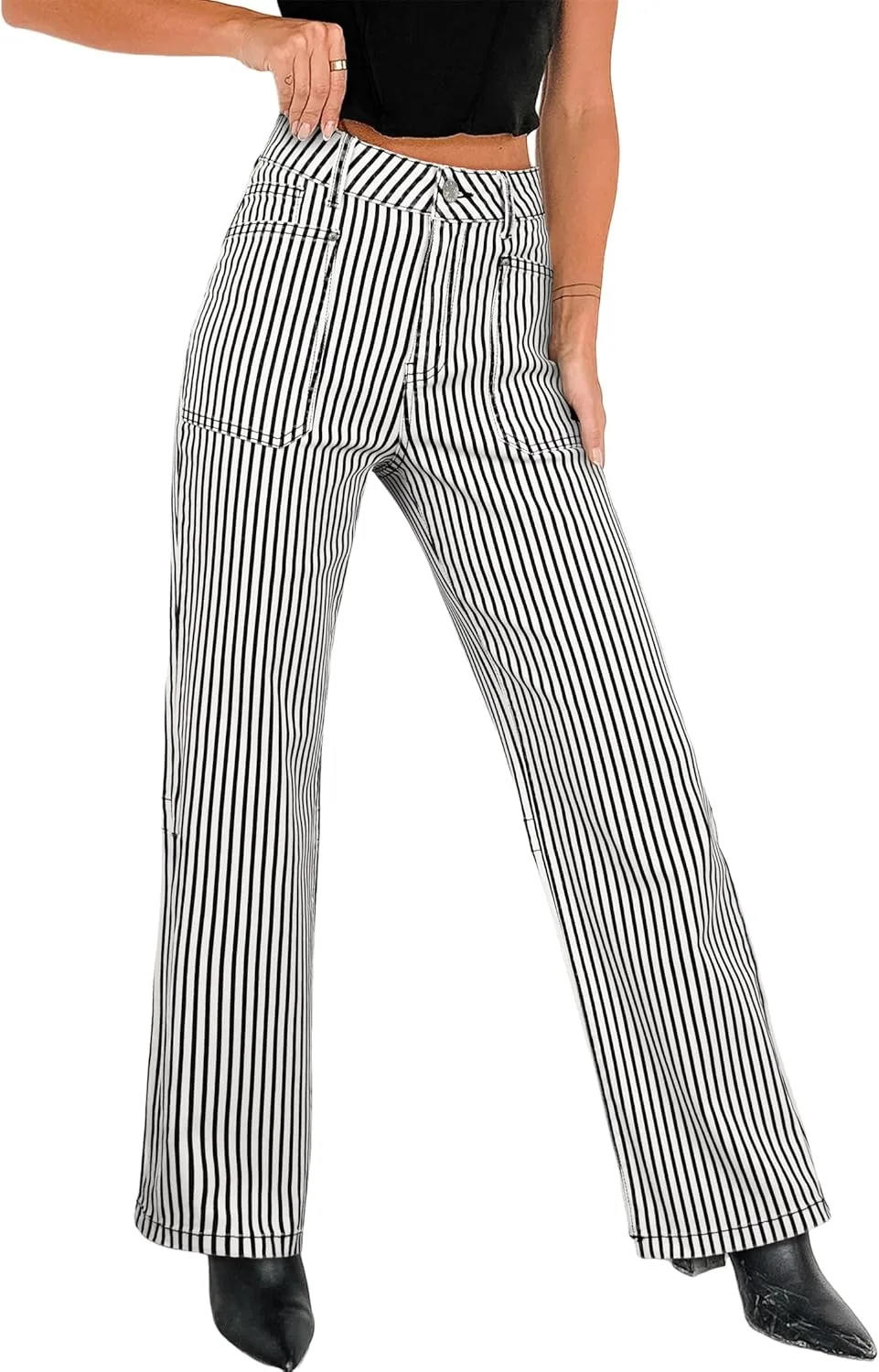 

Джинсы женские Black Stripe с накладными карманами High Waist Loricete