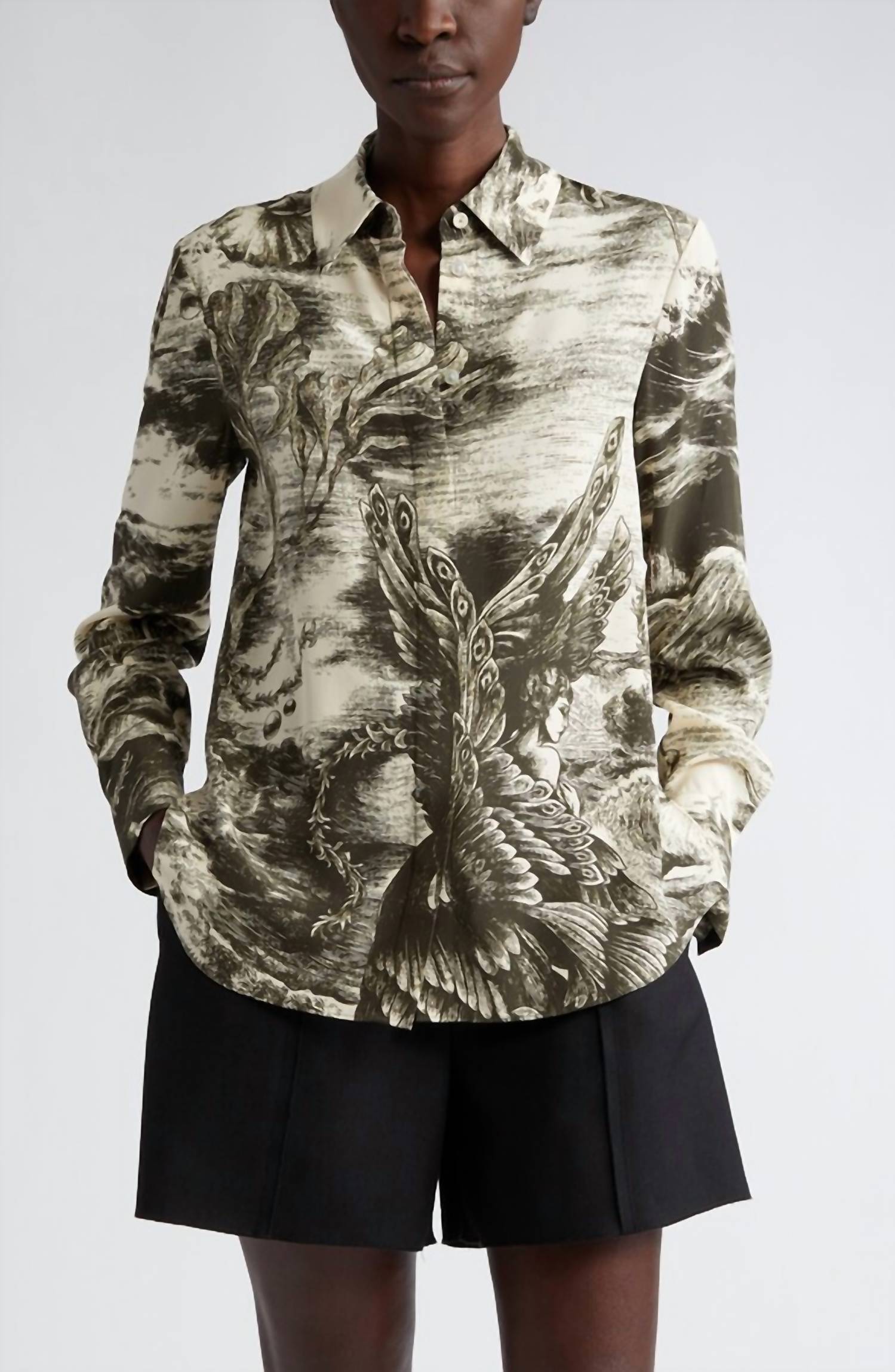 

Топ Oceanscape Slim Button Down в оливковом цвете Jason Wu