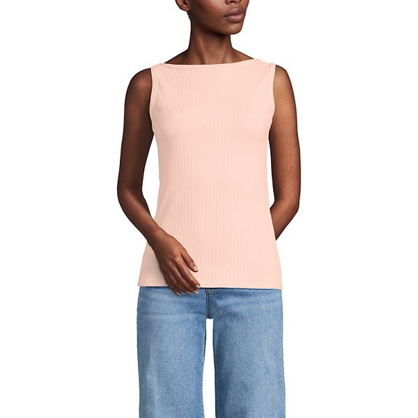 

Женский топ без рукавов с ажурной резинкой и лодочкой Lands' End, Soft Mineral Blush