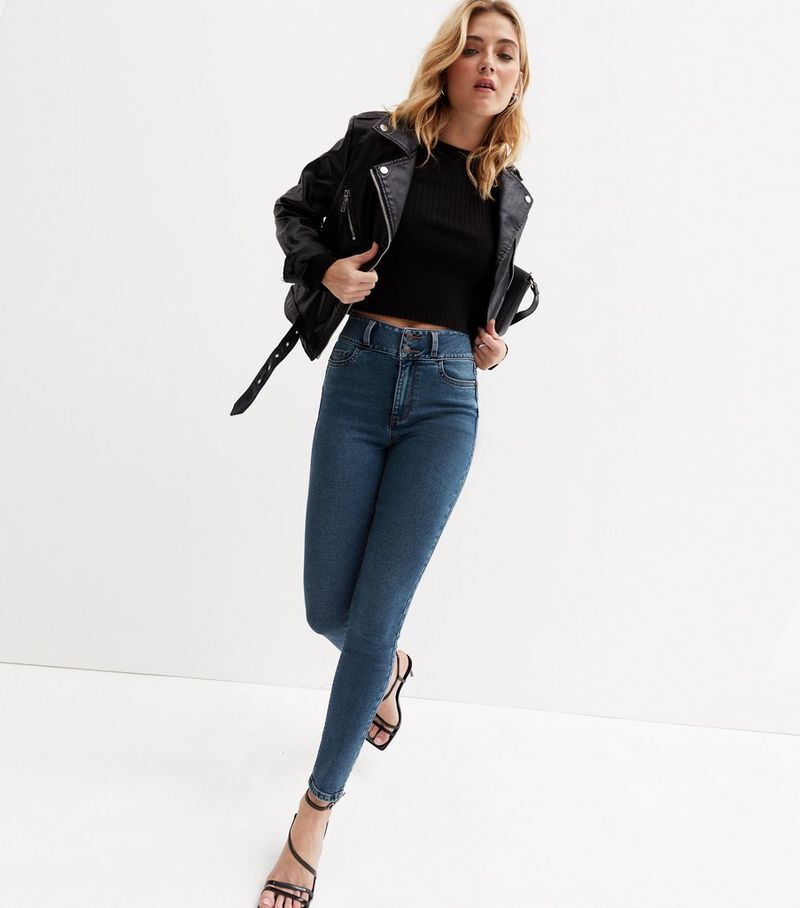 

Синие джинсы скинни Lift & Shape Yazmin с высокой талией New Look, синий