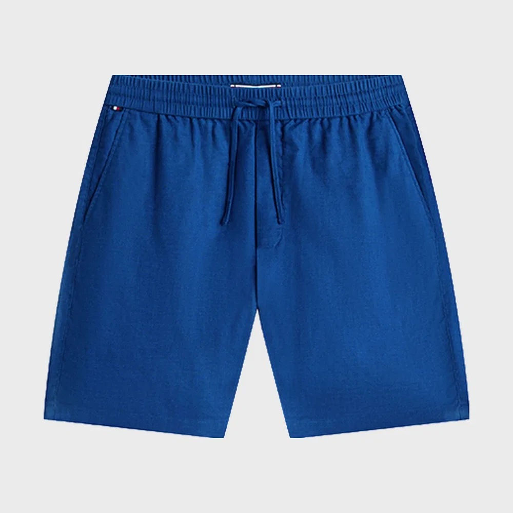 Мужские шорты Dover Fit из смесового льна с поясом, тёмно-синие, от Tommy Hilfiger