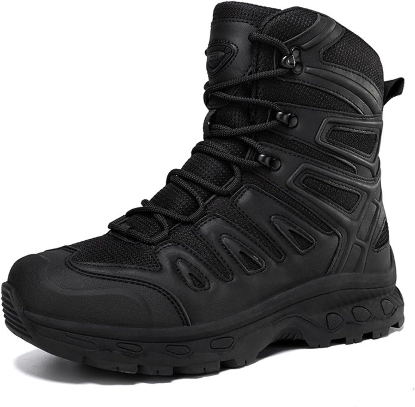 

Мужские тактические военные ботинки QKLMWES из прочной кожи с дышащей сеткой, шнуровкой, высокие до щиколотки, с дышащей стелькой, нескользящей резиновой подошвой, для активного отдыха, зимнего похода и тренировок на снегу, черный