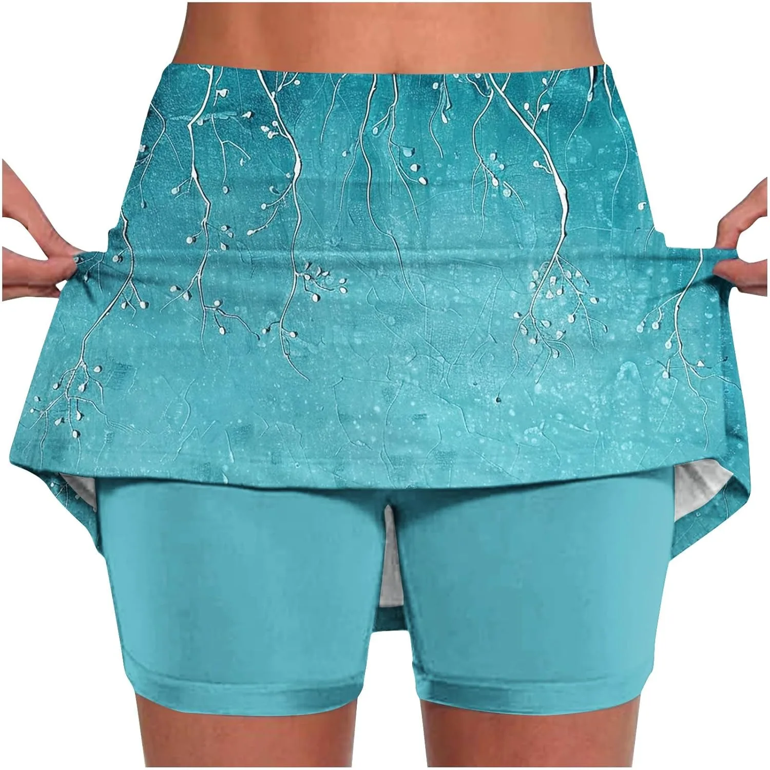 

Плюс сайз женские шорты-юбка с карманами и утягивающим поясом