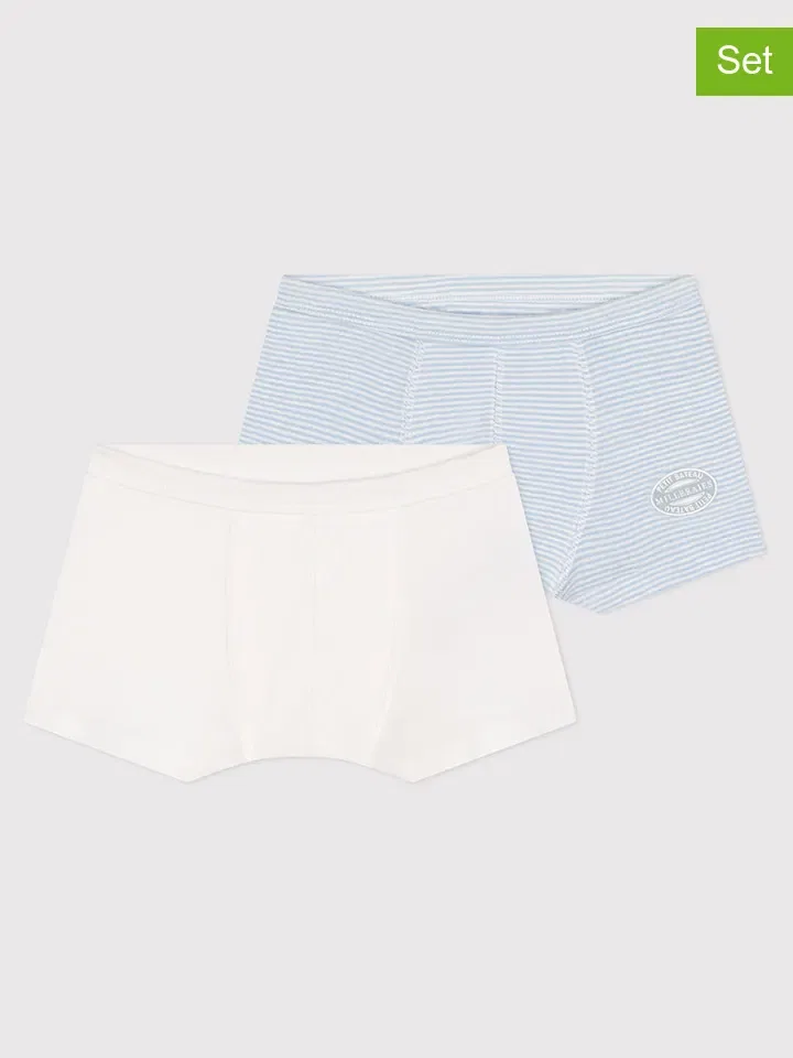 Боксеры в наборе из 2 штук, хлопок, Petit Bateau, голубой/белый