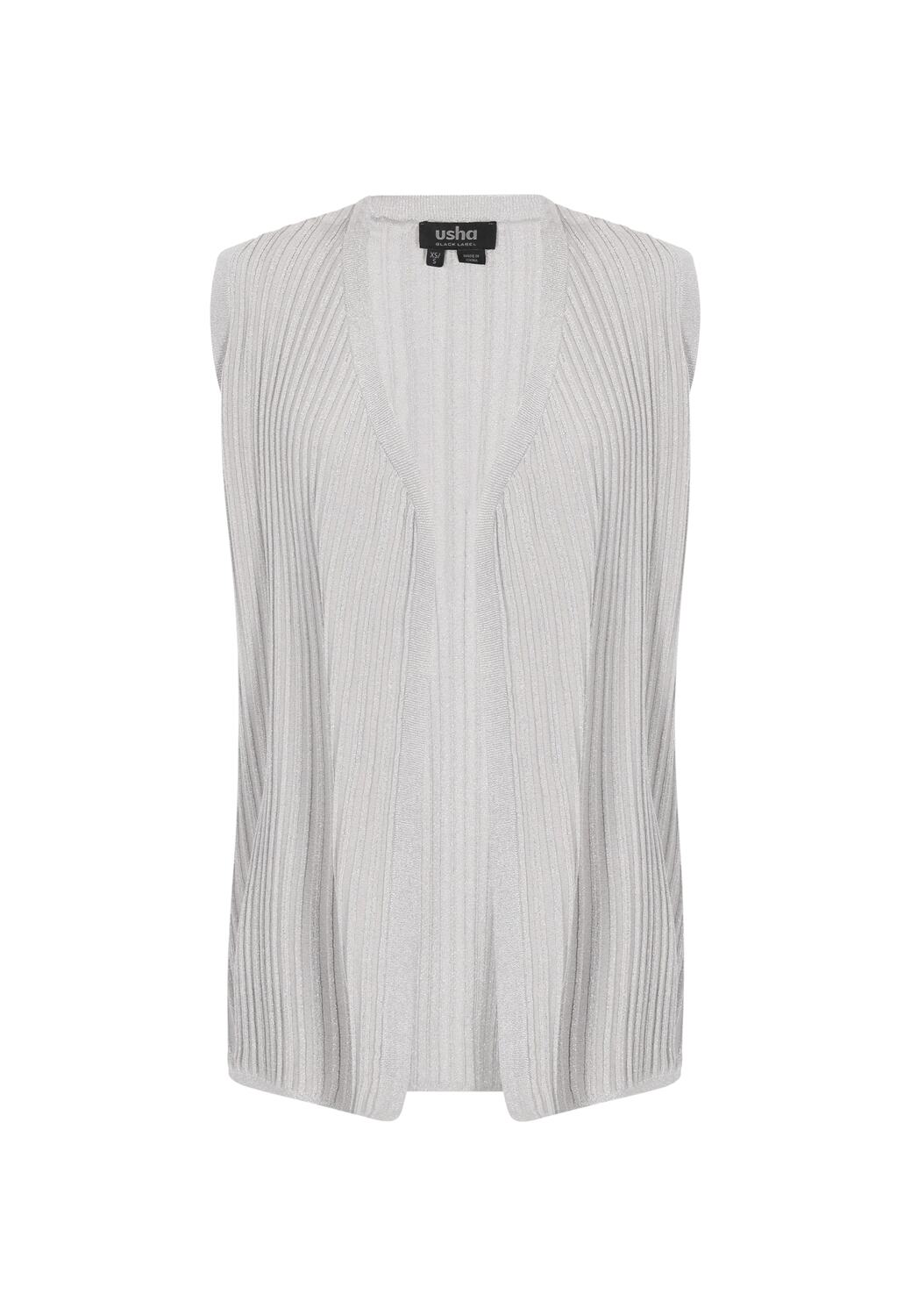 

Usha BLACK LABEL Вязаный жилет в серебристо-сером цвете