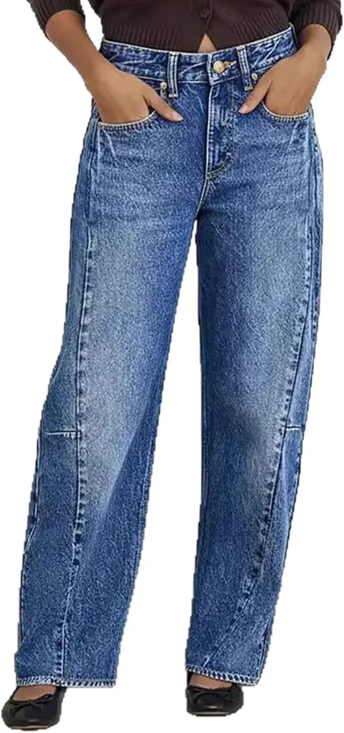 

Джинсы для женщин Trendy Baggy Stretchy Straight Wide Leg Xadsfeel