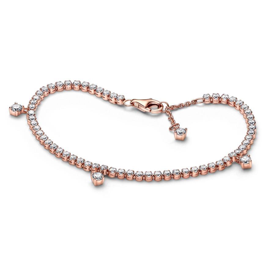 

Браслет Sparkling Drops Tennis Pandora, покрытие - розовое золото