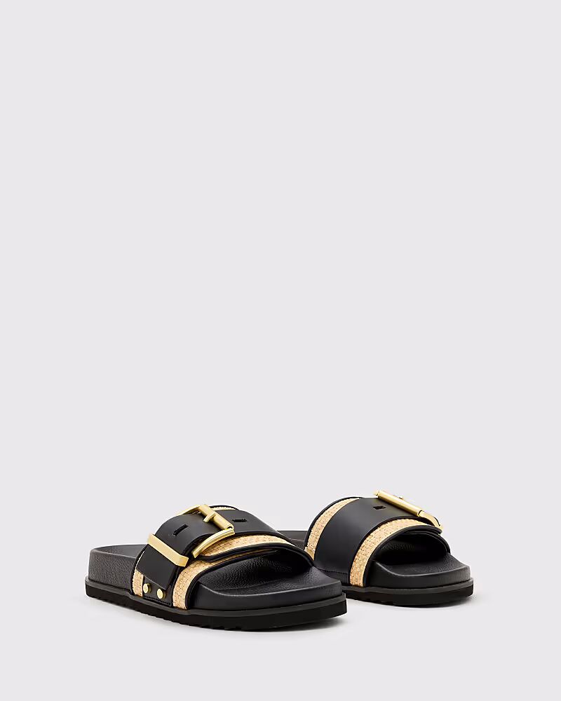 Шлепанцы AllSaints Ellie из рафии черного и нейтрального цветов — фото 3