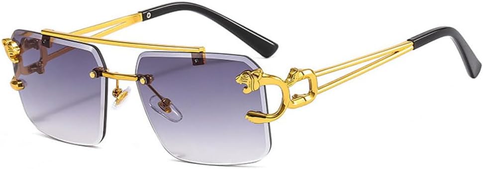 

Солнцезащитные очки UV400 для мужчин и женщин | Металлическая безободковая оправа с двойной перемычкой и градиентным оправом | Для вождения и занятий спортом на открытом воздухе generic, Grey Gradient