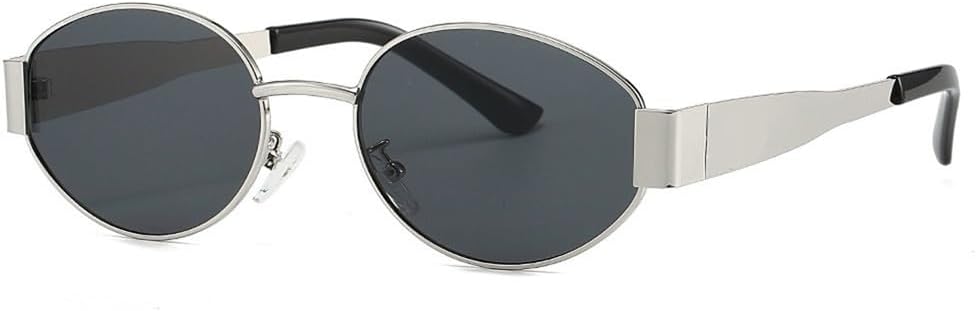 

Металлические овальные солнцезащитные очки для женщин и мужчин. Стильные, гламурные, дизайнерские солнцезащитные очки унисекс с защитой от УФ-излучения UV400 UJNHGQ, Metallic Black