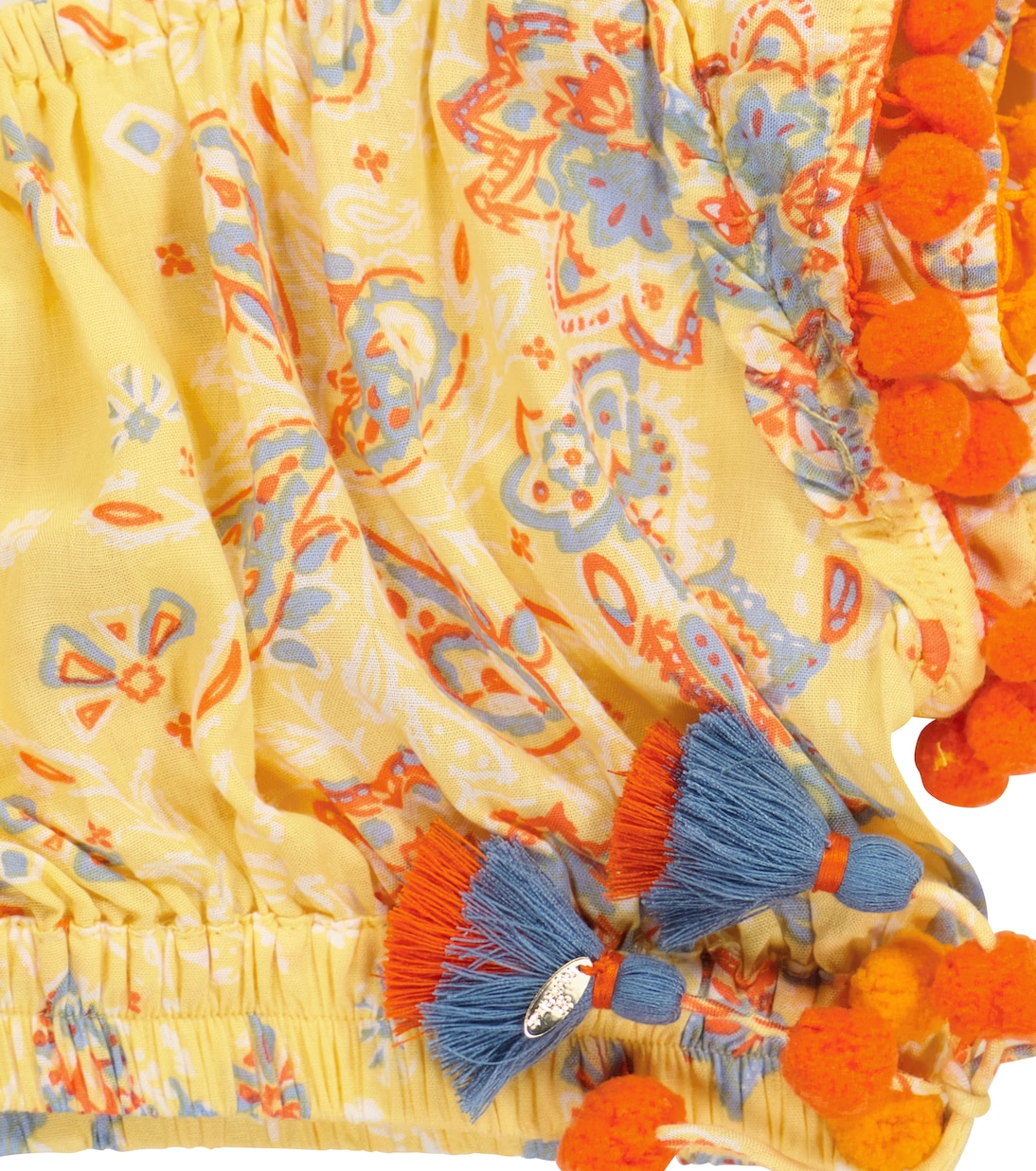 Укороченный топ с принтом Kaia Poupette St Barth Kids, Yellow Ruellia Batik Vertical — фото 3