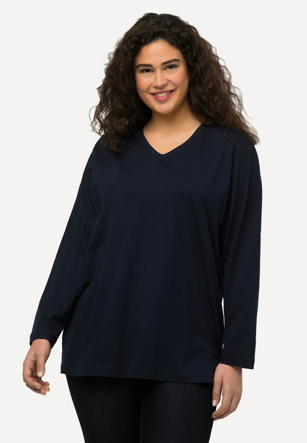 

Топ с длинными рукавами GROSSE GRÖSSEN BASIC Ulla Popken, сине-серый