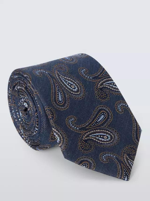 

Галстук John Lewis Silk Paisley Pattern, цвет mid blue