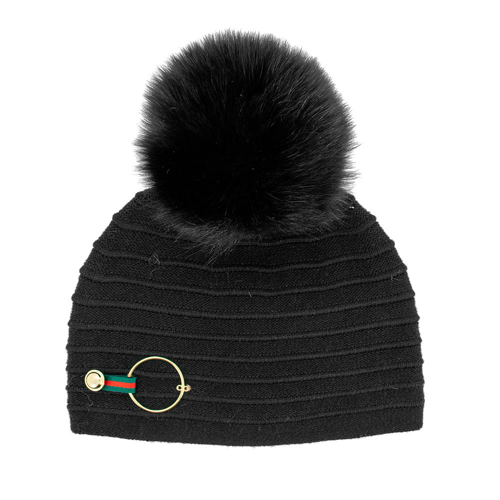 

Шапочка Peter Glenn Bitsy с помпоном из натурального меха (женская), Black