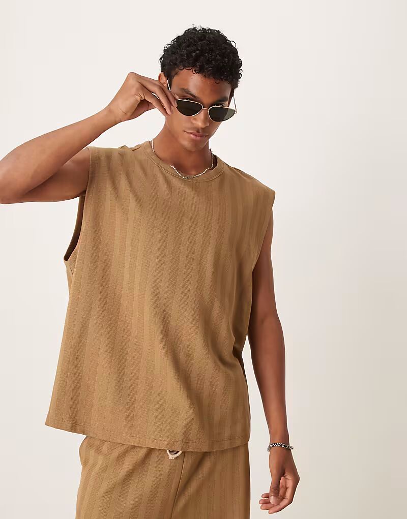 

Майка-комбинезон ASOS DESIGN в коричневую жаккардовую полоску