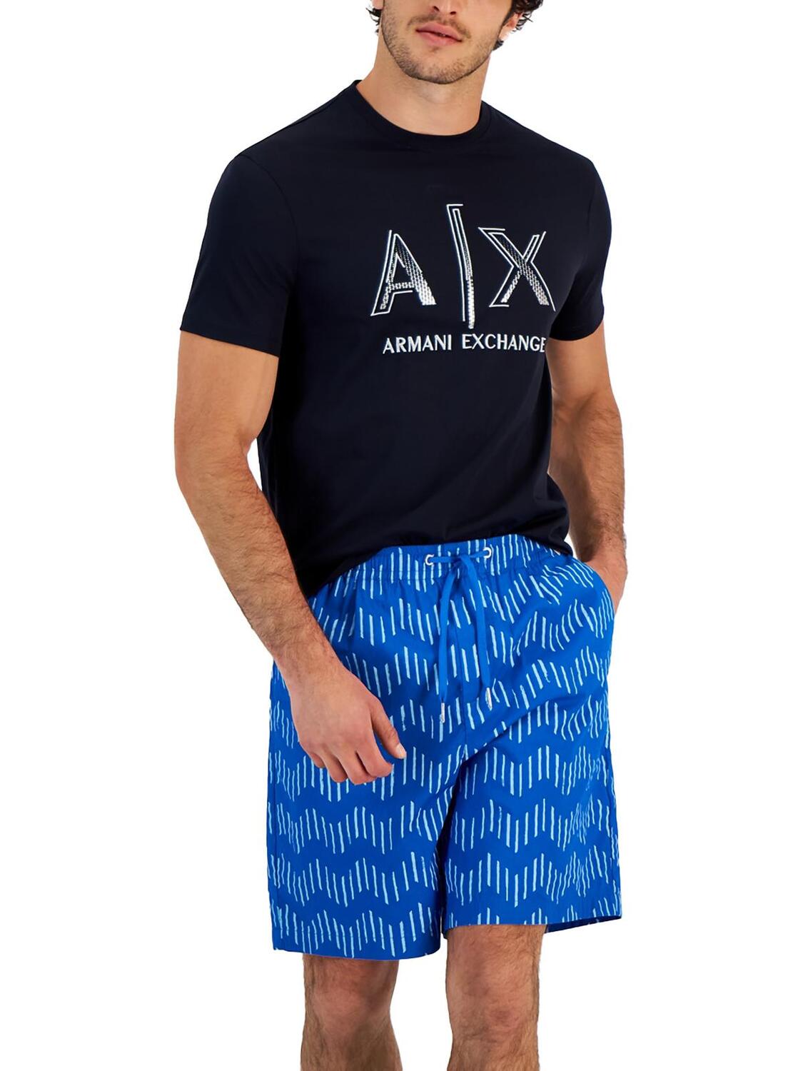

Мужские повседневные шорты на шнурке с принтом AX Armani Exchange, синий