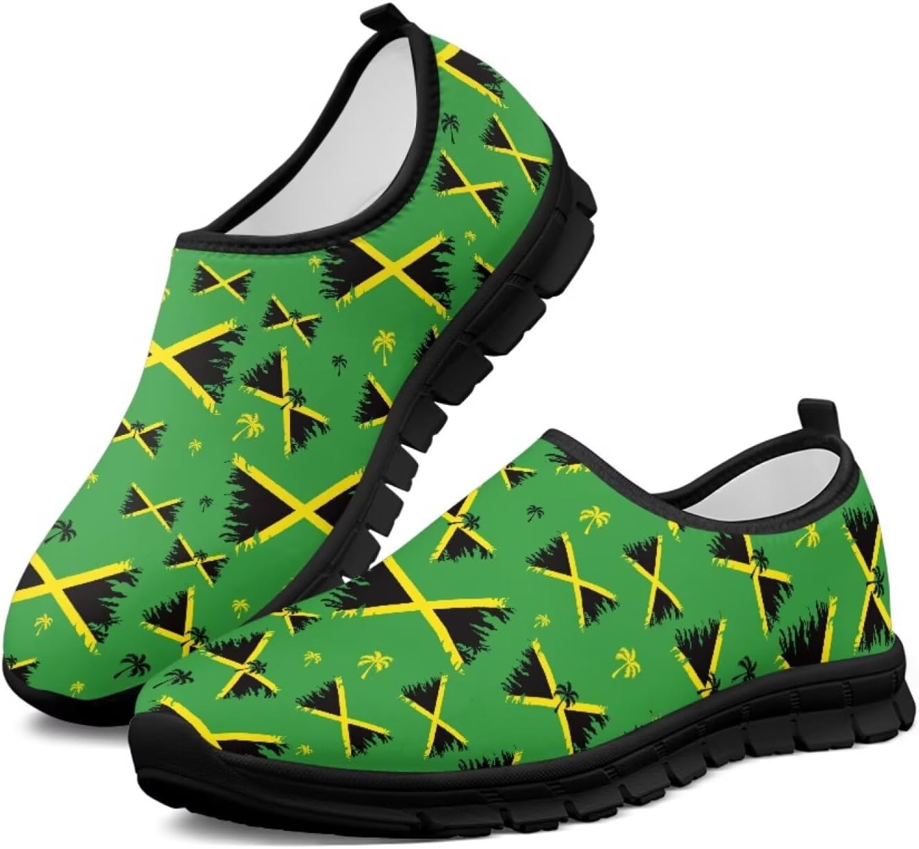 

Мужские слипоны Howilath с принтом флага, повседневные кроссовки для прогулок, обувь без шнурков с подошвой из ЭВА, Jamaican Flag