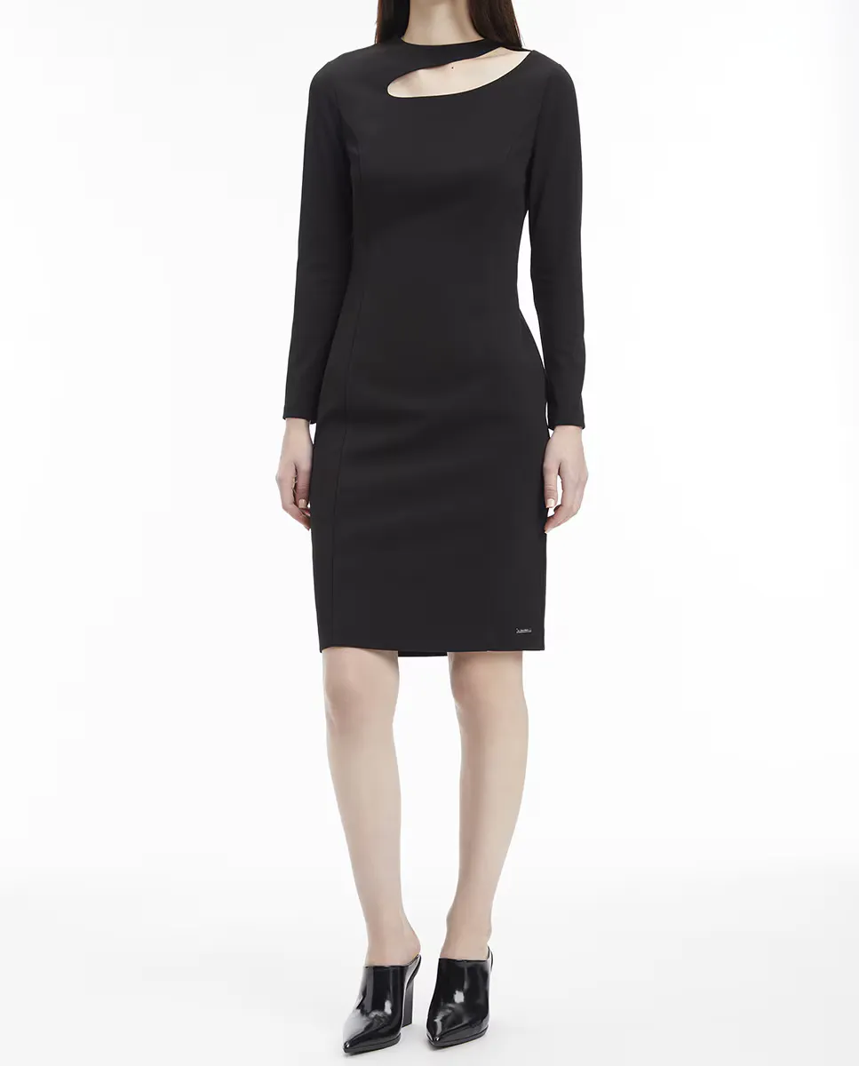 

Короткое платье из крепа с вырезом Calvin Klein, черный