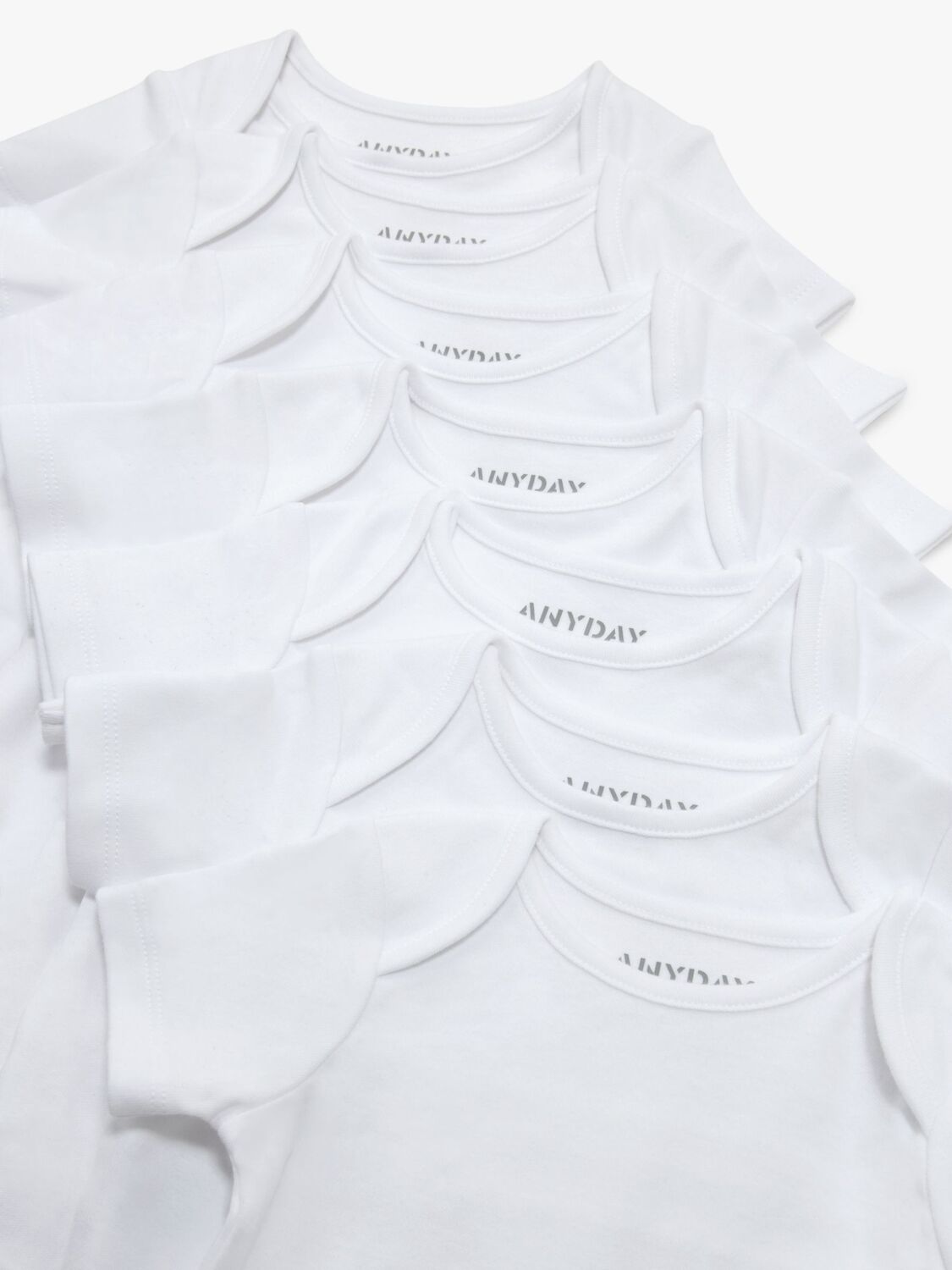Детские боди с короткими рукавами John Lewis Anyday, 7 шт., белые — фото 4