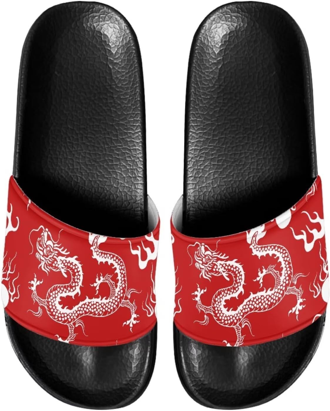 

Повседневные нескользящие шлепанцы для женщин и мужчин, с открытым носком, домашней подошвой, легкие плоские тапочки для ванной и пляжа Annejudy, Dragon Pattern