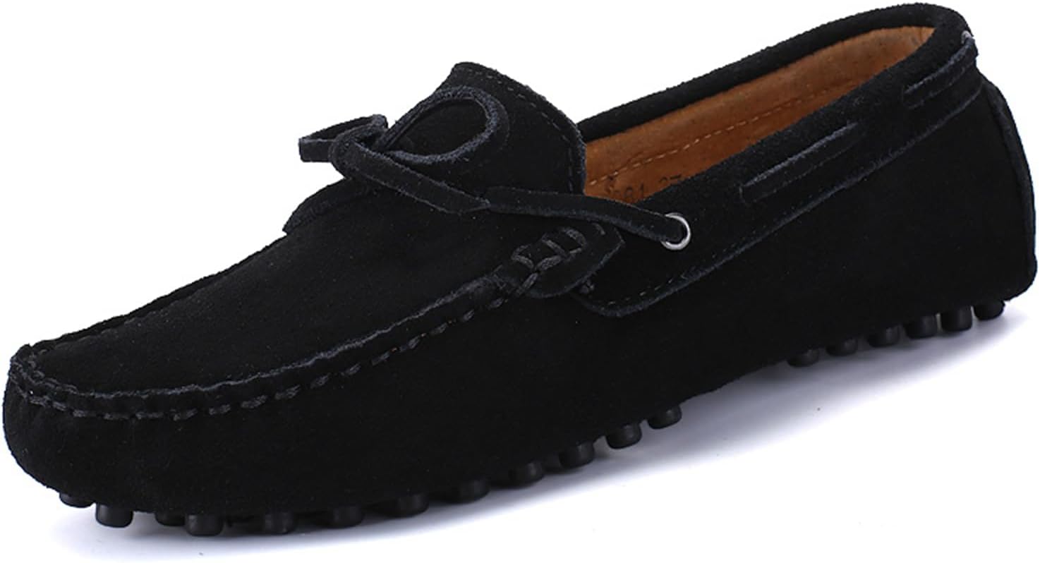 

Мужские модные туфли-лоферы из замши ручной работы, повседневные, мягкие и удобные и ходьбы, больших размеров Abborora, черный