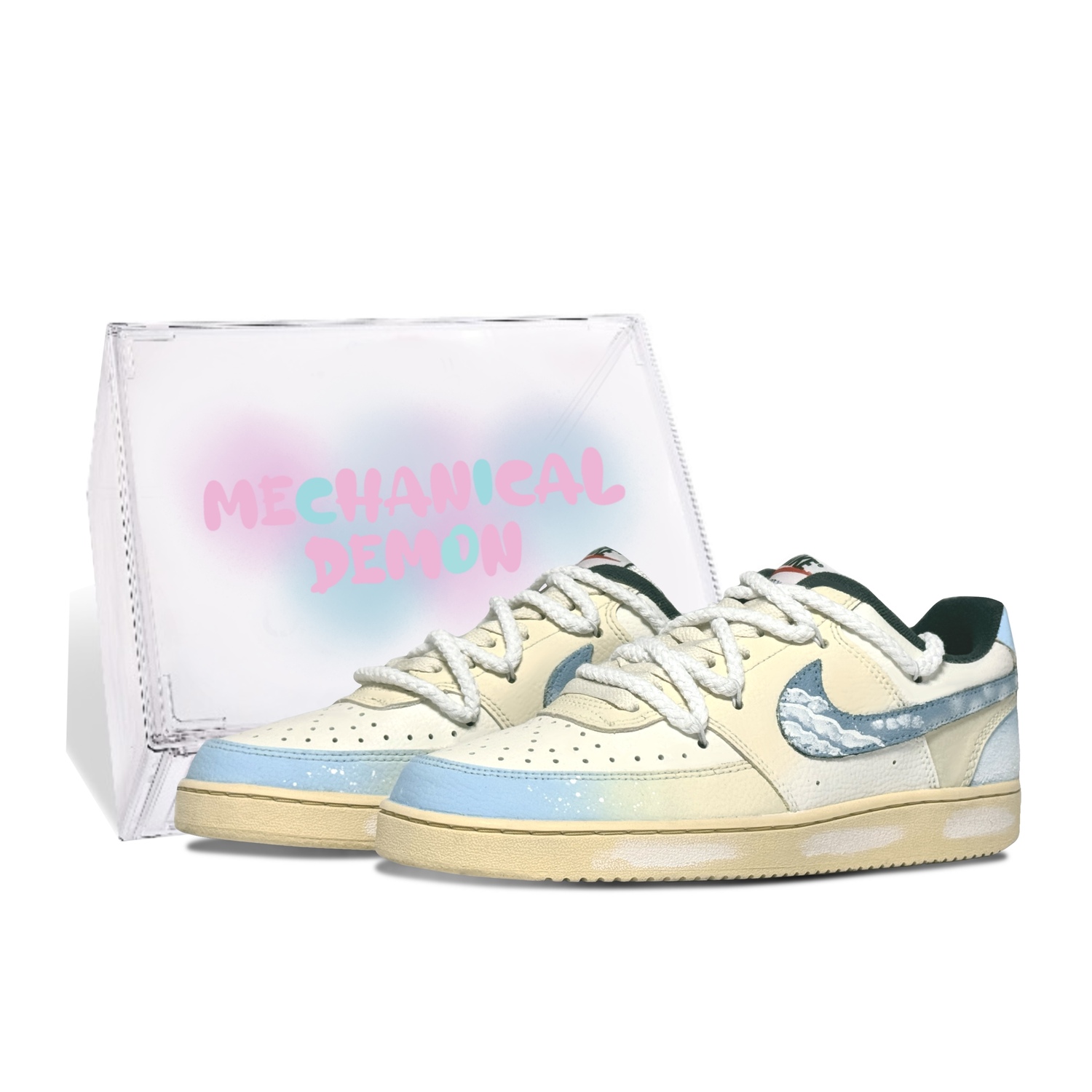 

Кроссовки Nike Court Vision Skateboarding Shoes Unisex Low-top White/blue, белый/синий