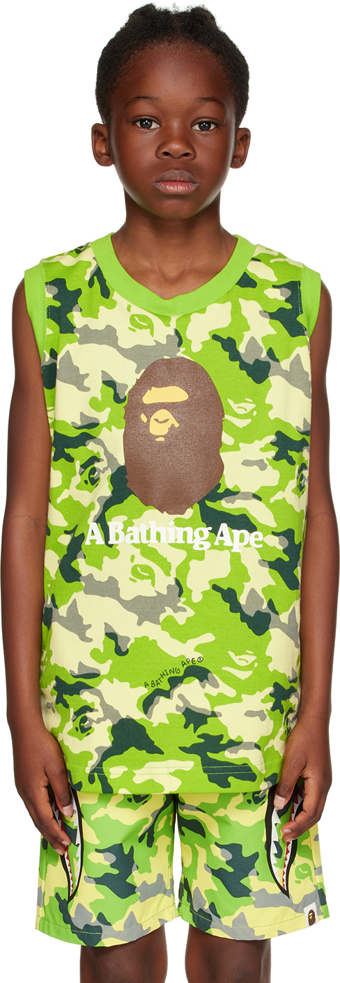 

Зеленая майка с камуфляжным принтом BAPE Kids Woodland, Зеленый, Зеленая майка с камуфляжным принтом BAPE Kids Woodland