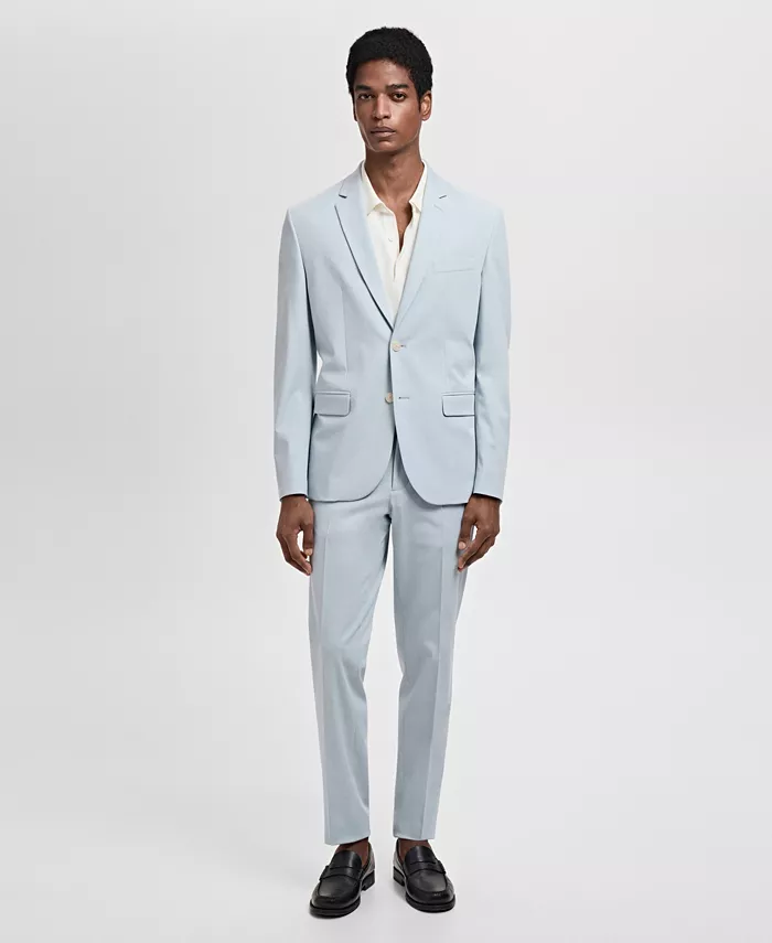 

Мужские брюки для костюма из эластичной ткани Super Slim-Fit MANGO, синий