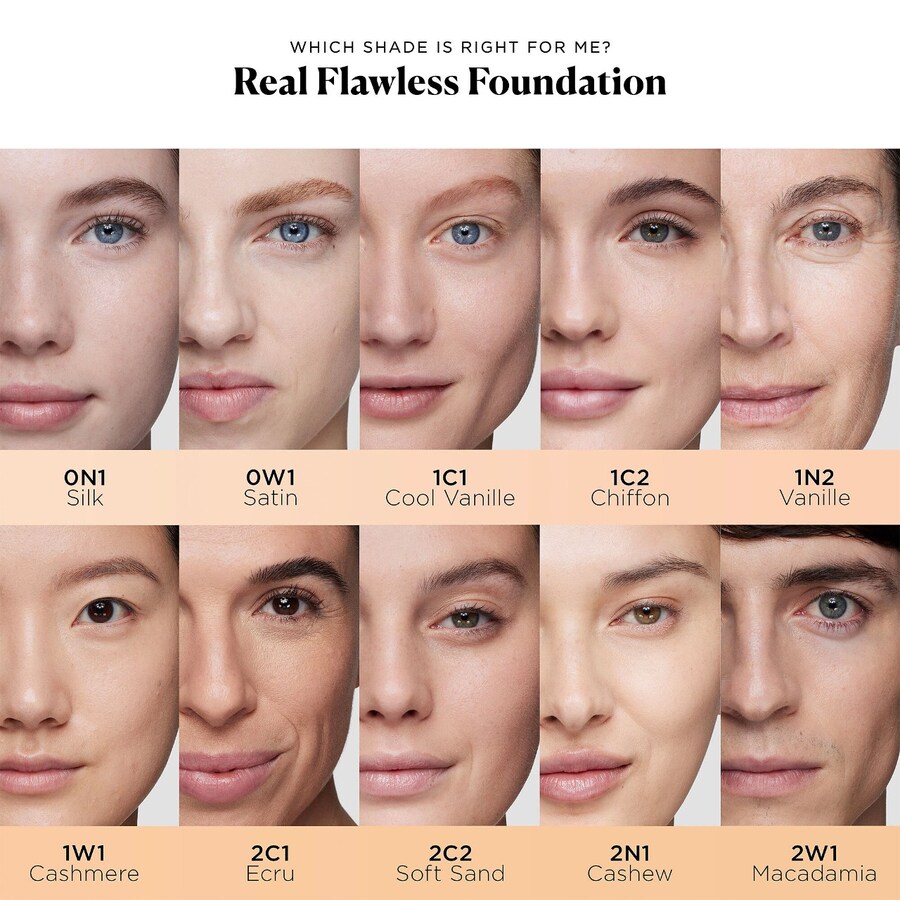 Невесомая, идеально подходящая водостойкая тональная основа Real Flawless Laura Mercier, 1 oz /30 mL, 1W1 Cashmere — фото 3