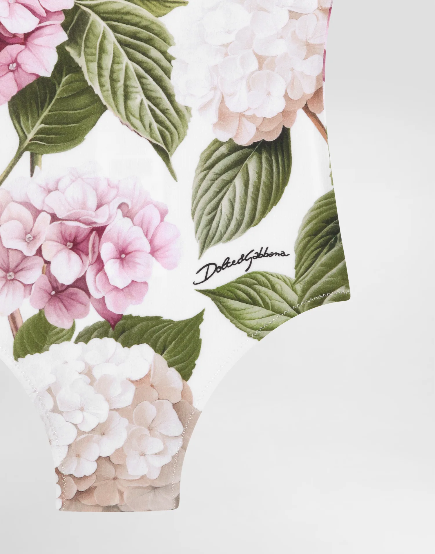 Слитный купальник с принтом гортензий DOLCE & GABBANA, белый — фото 3
