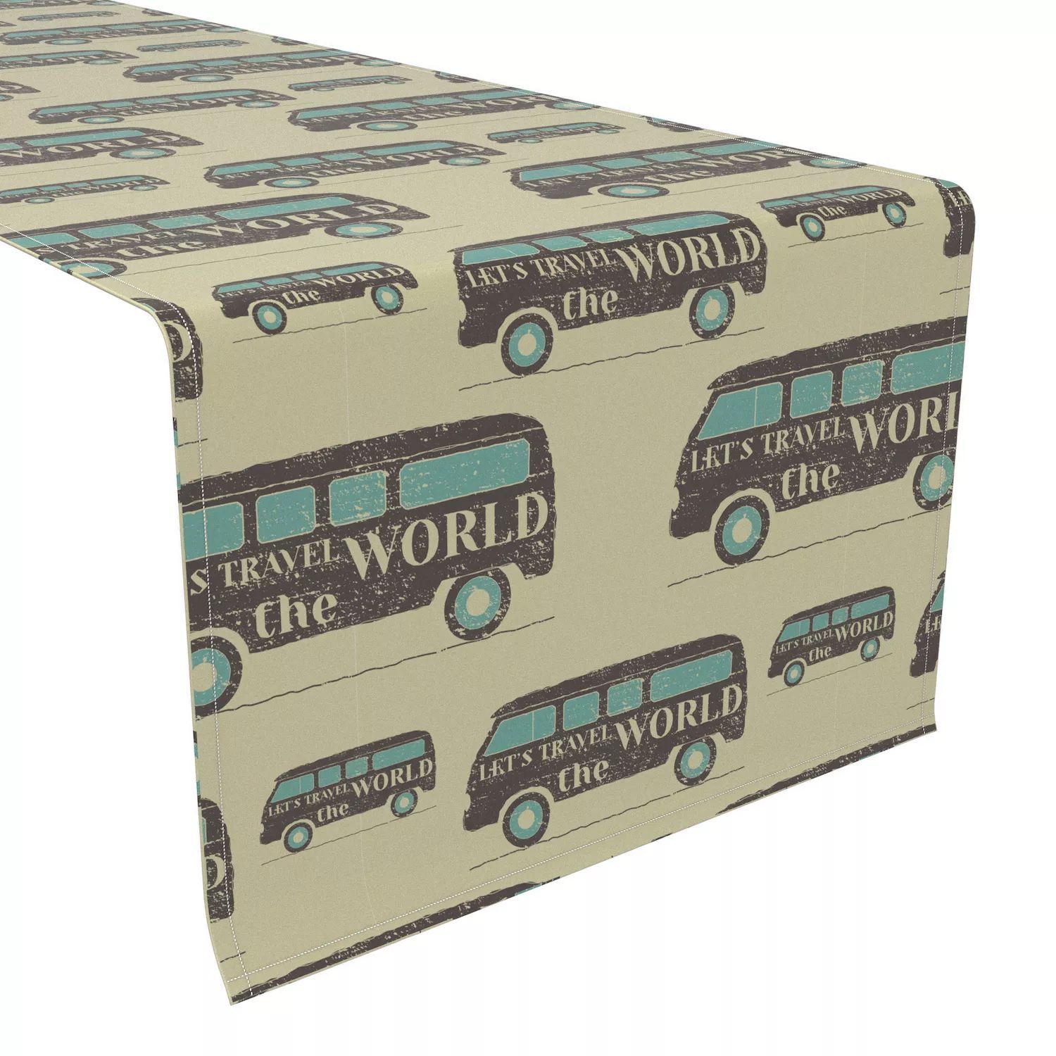 

Настольная дорожка, 100% полиэстер, 14x108 дюймов, Vintage Lets Travel