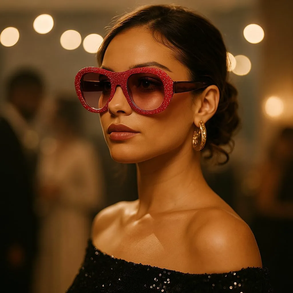 

Солнцезащитные очки ICARA в стиле панк с круглыми стразами, роскошные винтажные солнцезащитные очки для женщин, бриллианты, защита от ультрафиолета UV400, Red