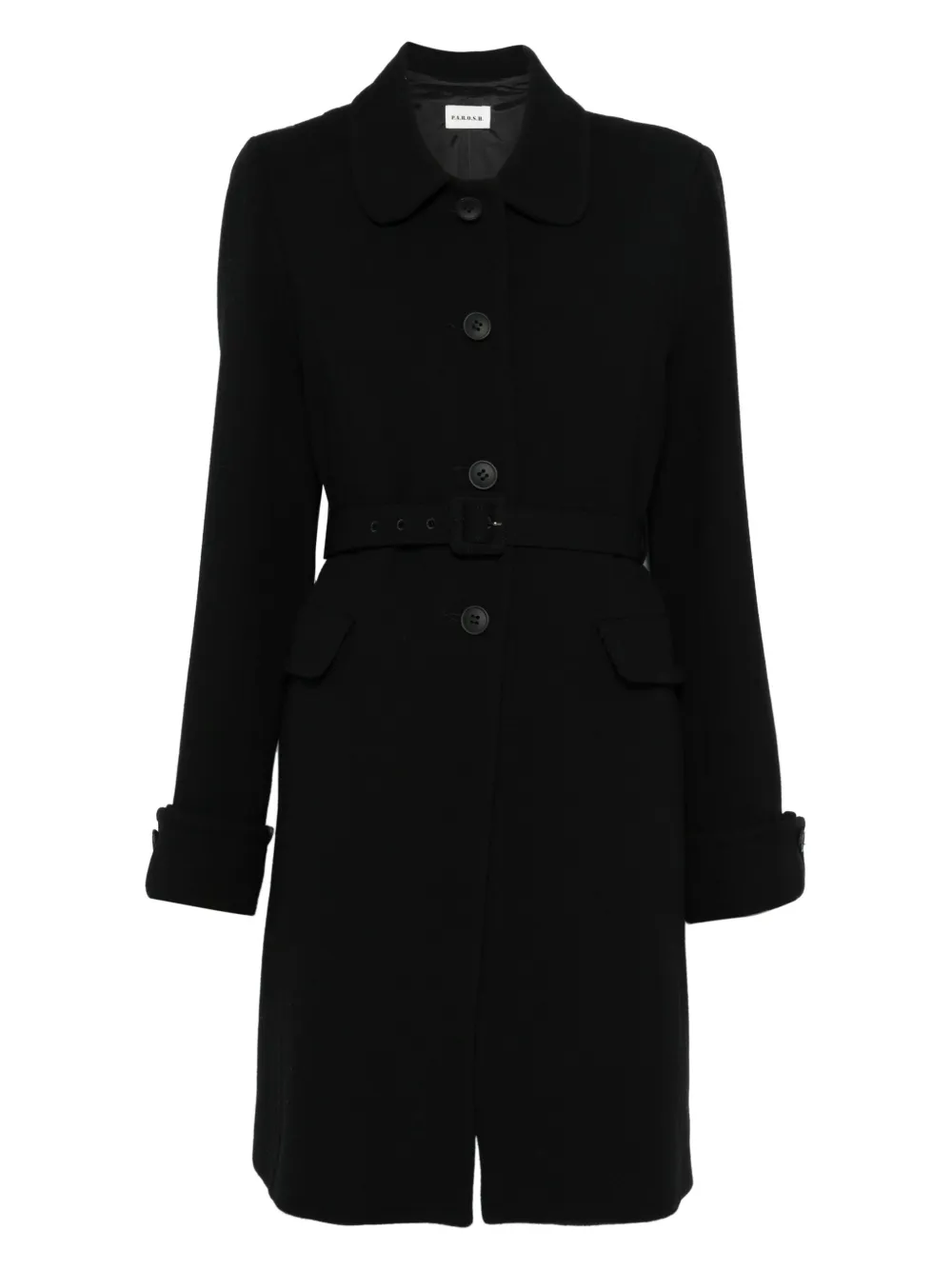 

Пальто на пуговицах с поясом P.A.R.O.S.H., черный