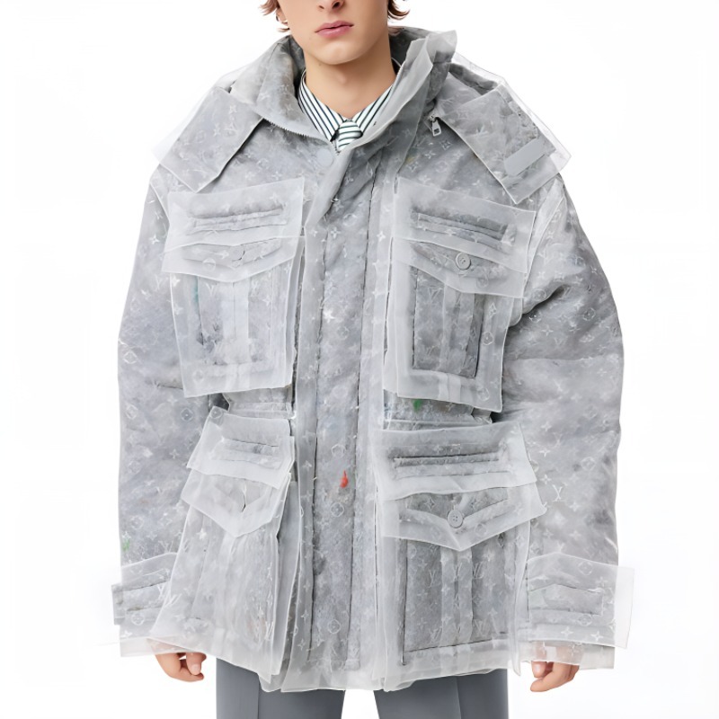 Новые квартальные продукты LV Parka Coat Men Louis Vuitton, белый — фото 4