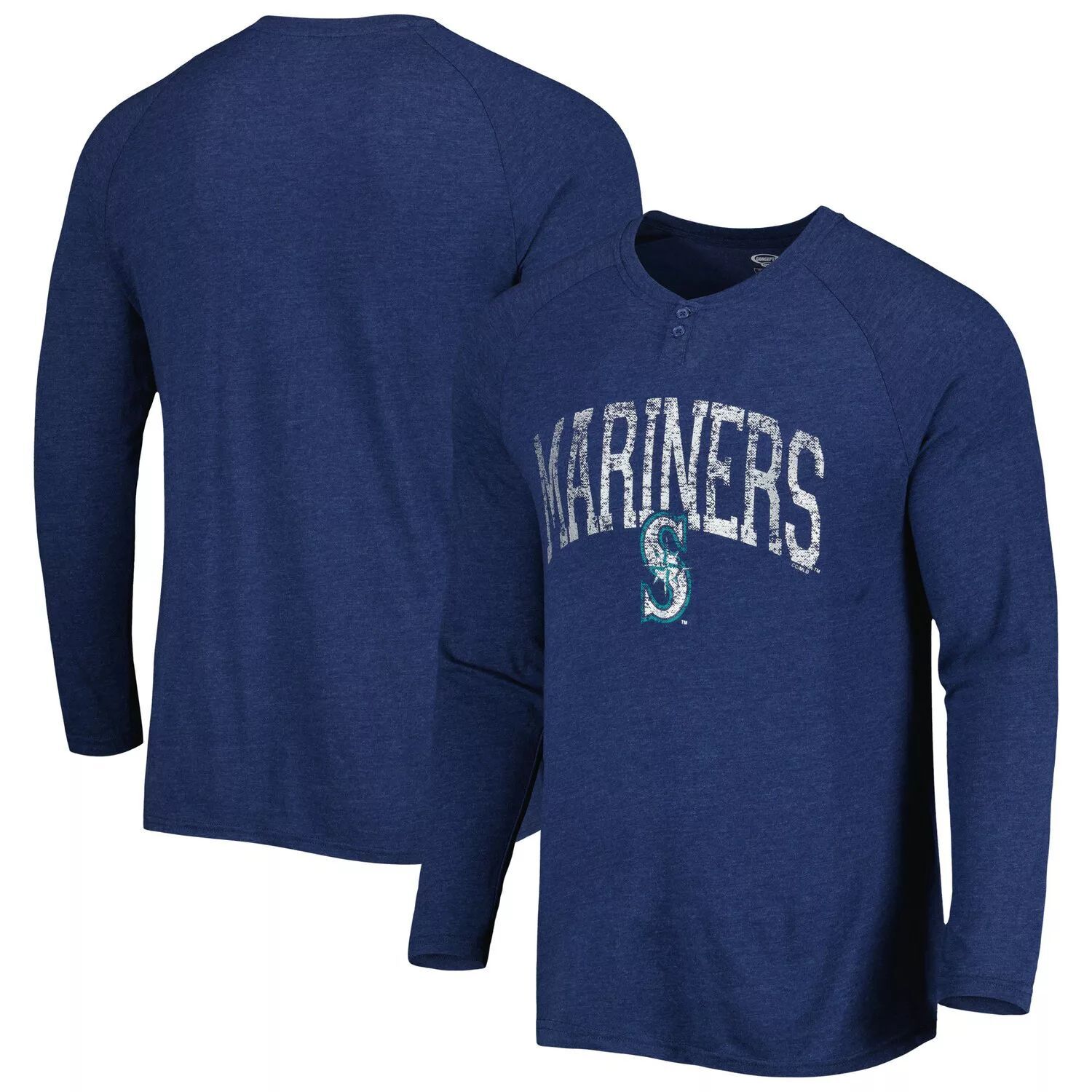 

Мужская футболка Concepts Sport Navy Seattle Mariners Inertia Raglan с длинными рукавами и надписью Henley