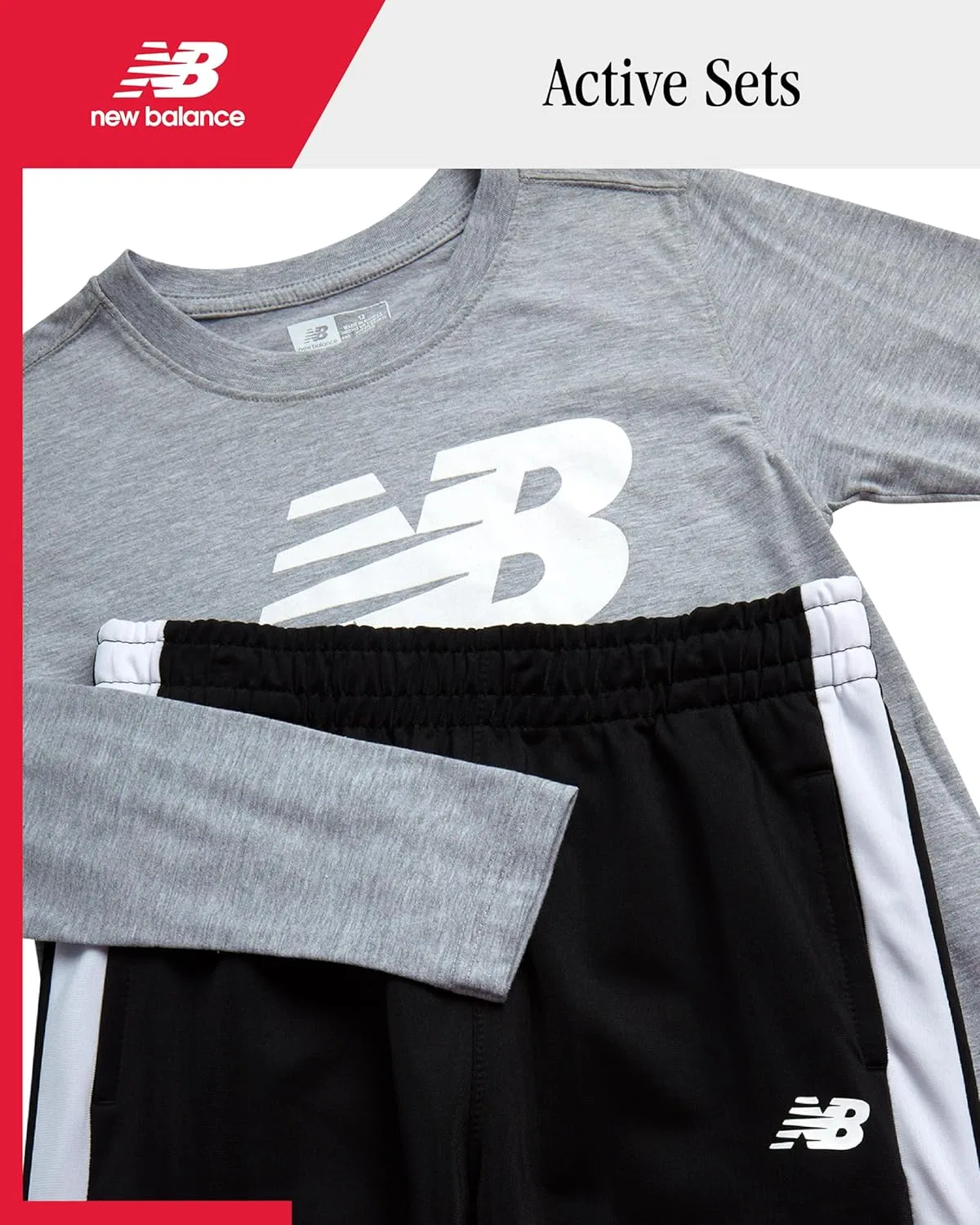 Детский спортивный костюм New Balance, 2 предмета, серый/черный — фото 3