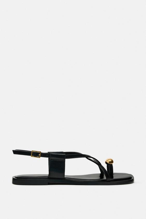 

Сандалии Zara Strappy Flat Slider, черный