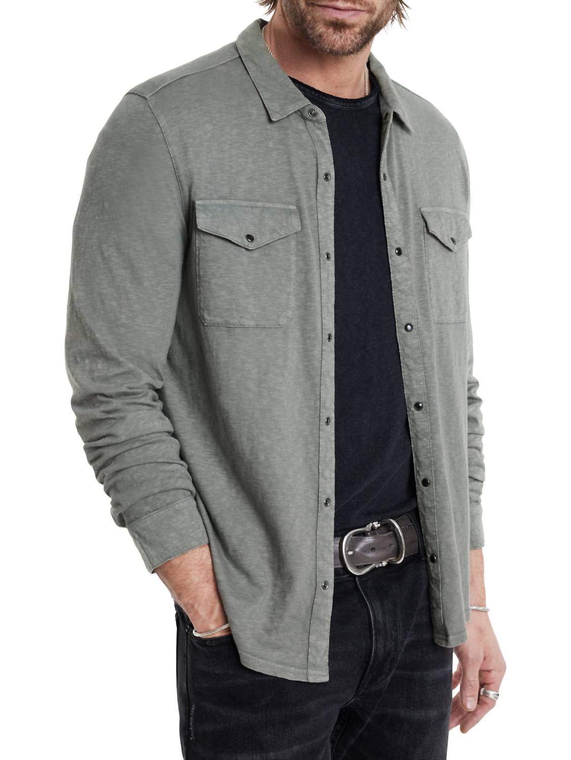 

Рубашка Arvon Western в цвете Flagstone Grey John Varvatos
