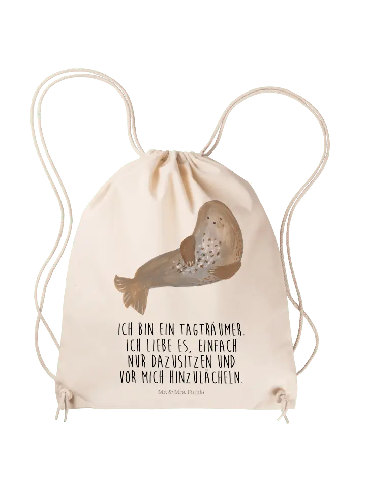 

Спортивная сумка Mr & Mrs Panda Sportbeutel Robbe Lachen, кремовый