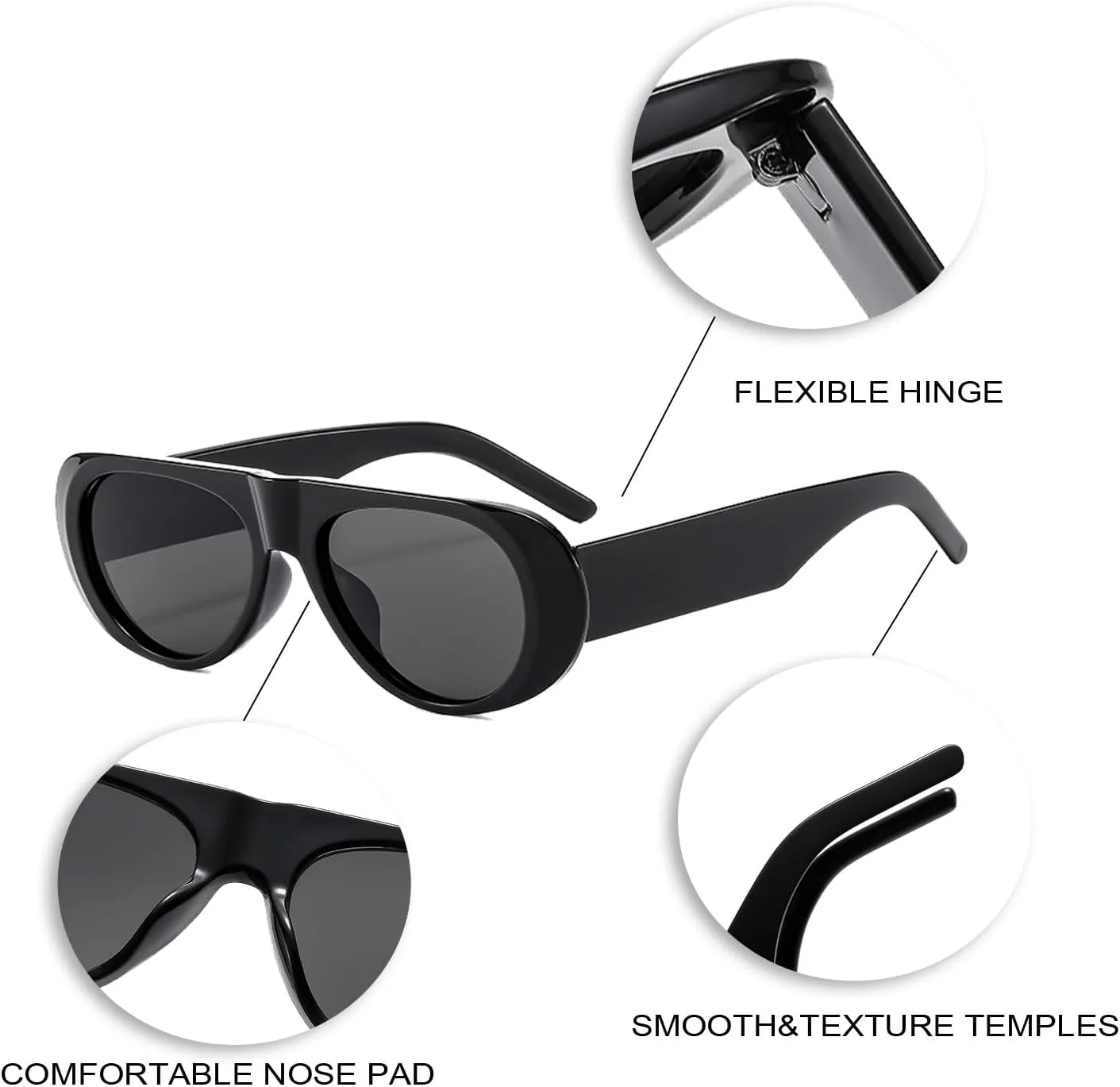 

Солнцезащитные очки Long Keeper Retro Pilot для женщин, винтажные, в стиле 70-х, с плоской верхней частью, овальные, модные, с леопардовым принтом, Bright Black Grey