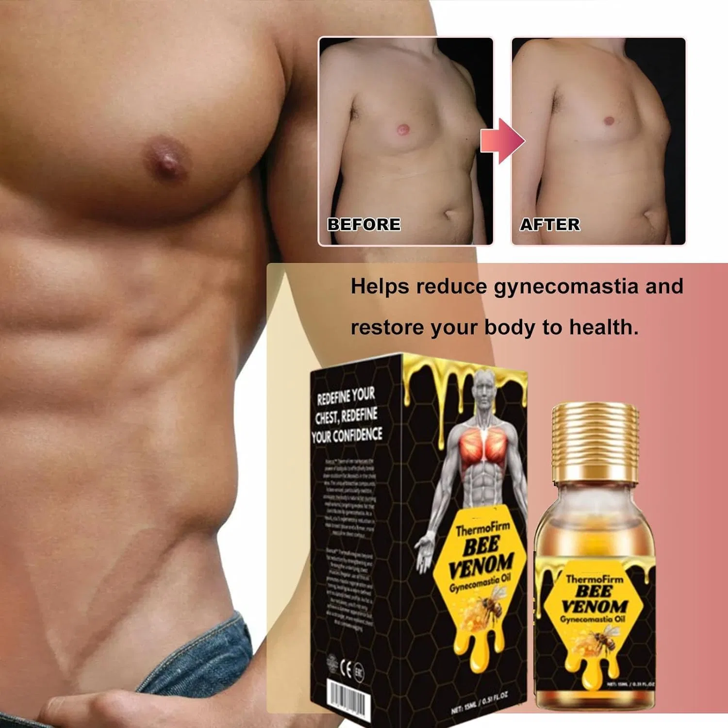 Масло Biancat Thermofirm Bee Venom Gynecomastia Oil ‎Crtzha, 1 Piece. — фото 2