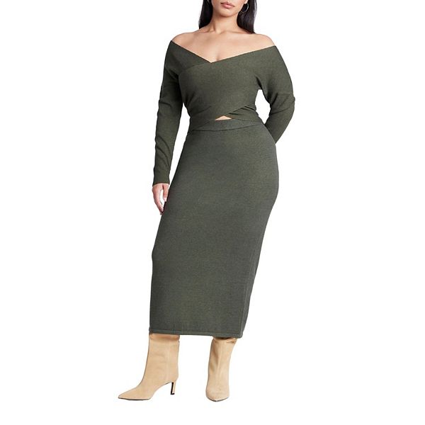 

Женский свитер с юбкой-колонной plus size Eloquii, Green Jacket Heather