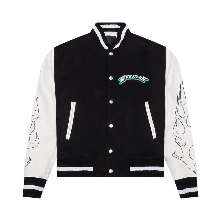 

Куртка Givenchy Varsity Wool & Grained Leather, Black/White