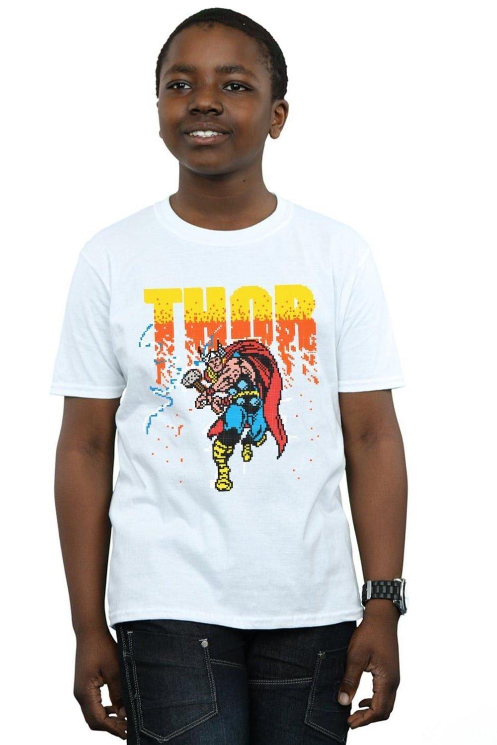 

Пиксельная футболка Тора Marvel, белый