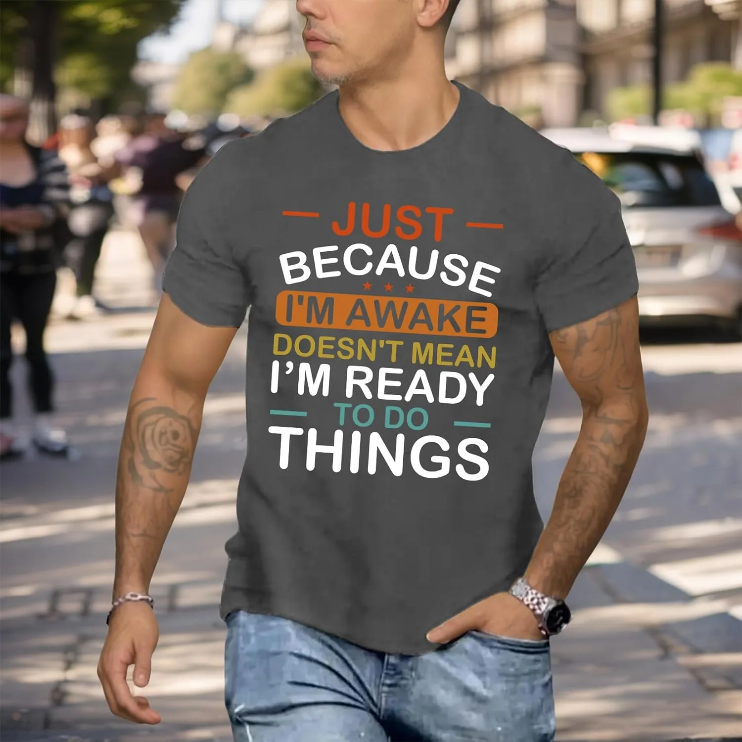 Футболка Funny T-Shirt Just Because I'm Awake — фото 2