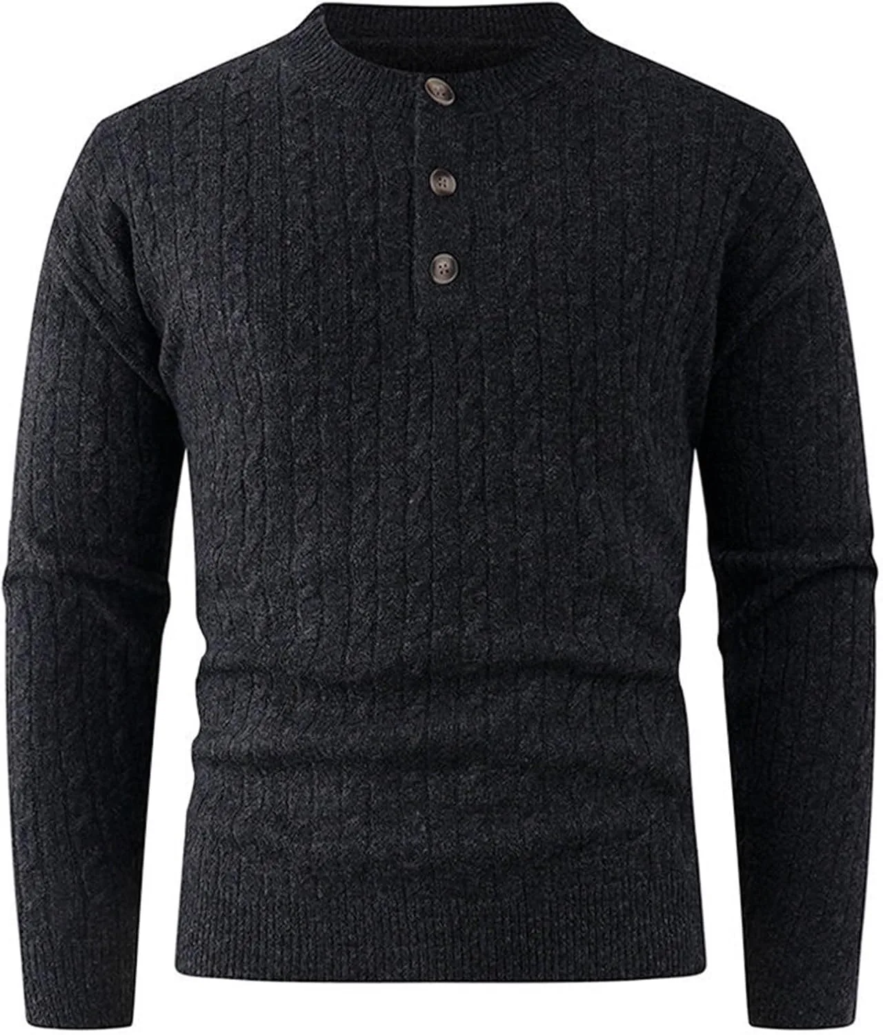 

Мужской свитер с воротником хенли, длинный рукав, кабельная вязка Cambkatl