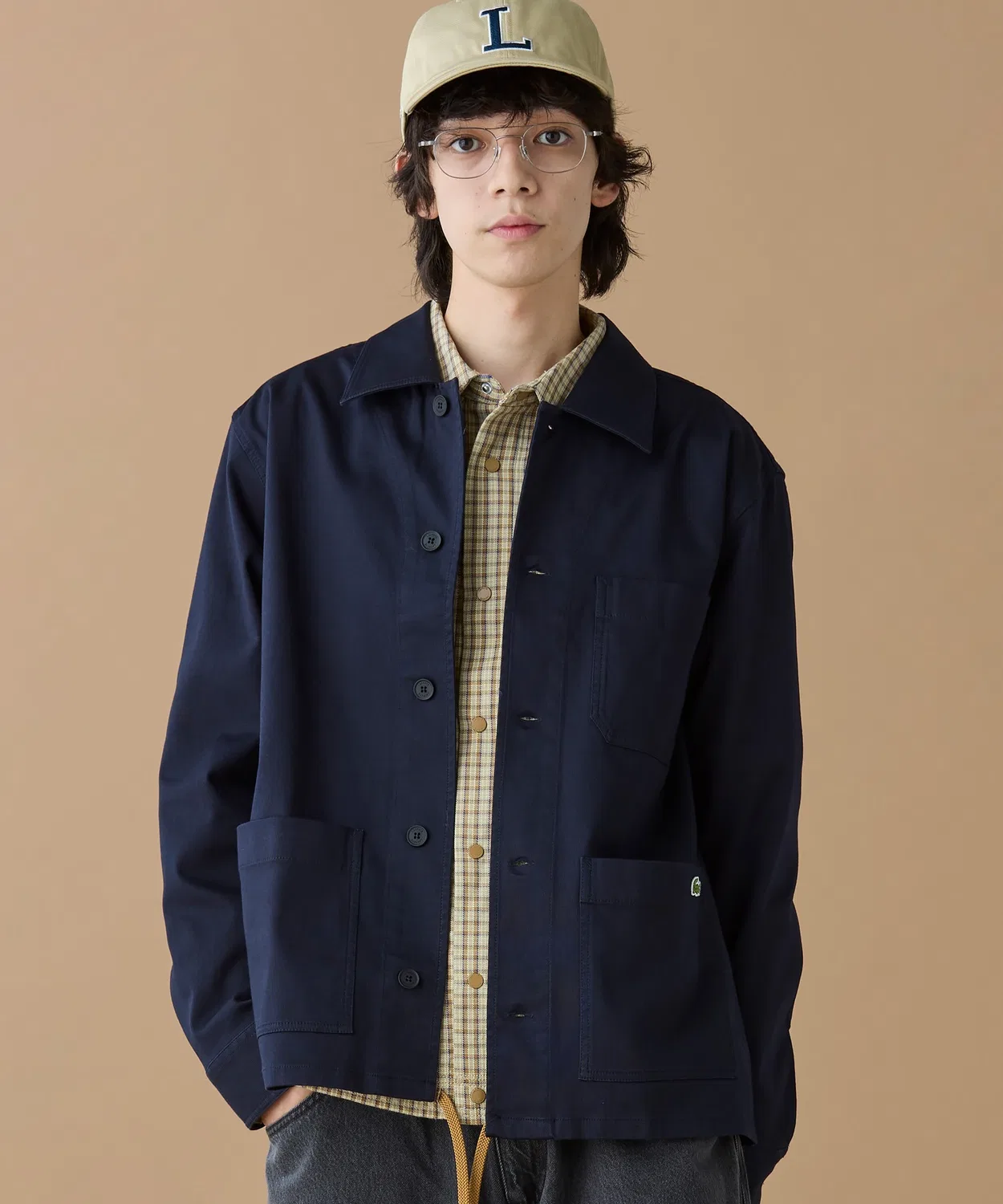 Куртка-рубашка Lacoste oversize fit, вельвет, тёмно-синяя