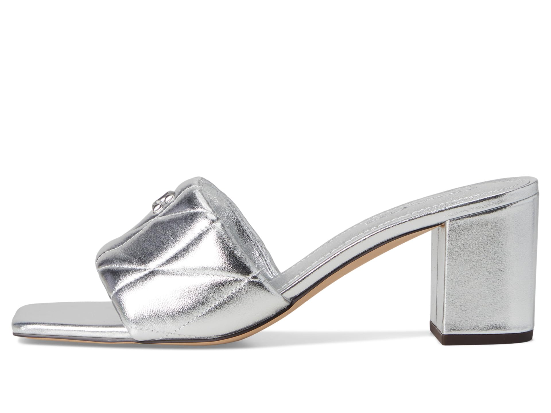 Сандалии COACH Holly Block Heel Sandals with Quilting, серебряный — фото 4